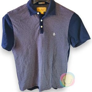 Original Penguin Polo Shirt Mens M Golf Preppy Geometric Weave Heritage Slim Fit